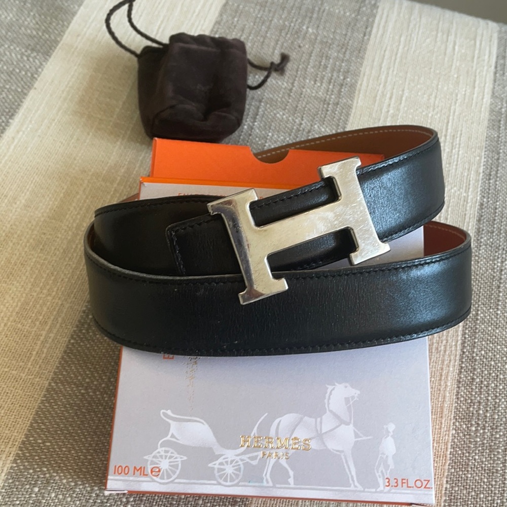 HERMÈS Reversible “H” belt & Buckle sz 75